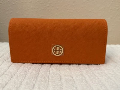 TORY BURCH ~ Authentic Glasses Eyeglass ~ Leather Orange Case ~ Tan Pouch ~ NEW - Image 1 of 4