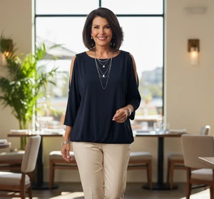 Nuevo con etiquetas Chicos Hombro Frío East West Top 3 EE. UU. L Azul Marino Manga 3/4 Cortina NUEVO - Imagen 1 de 7