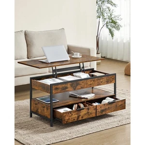 Lift Top Coffee Table Living Room Table with Storage Drawers Hidden Compartments - Picture 1 of 5