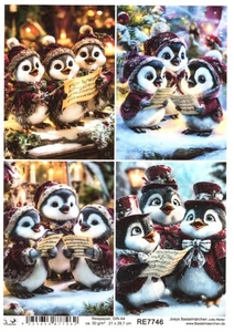 Papel de arroz DIN A4 seda de paja Navidad lindos pingüinos partitura cantando RE7746 - Imagen 1 de 1