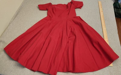 Vestido Belle Poque Para Mujer Grande Rojo Calce Columpio y Acampanado Cuello Vieira Línea A Foto 1 de 4