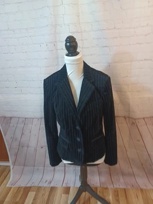 Blazer Tommy Hilfiger Mujer Terciopelo Azul Marino Pin Rayas M Foto 1 de 4