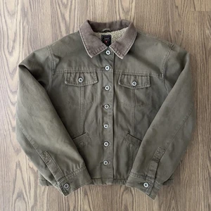 Chaqueta De Colección American Eagle Para Mujer M Verde Lona Pana Cuello Camionero Y2K - Imagen 1 de 23