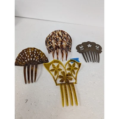 Antique Victorian Hair Combs, One Metal Lot of 4 Estate #127 - Image 1 of 4