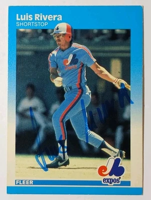 LUIS RIVERA SIGNED AUTOGRAPHED 1987 FLEER BASEBALL CARD MONTREAL EXPOS AUTO #330 - Image 1 of 4