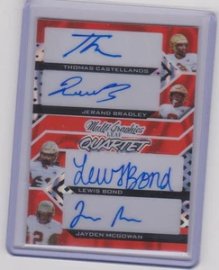 2024 Leaf Eclectic Quartet Red Lava Castellanos Bradley Bond McGowan 1/9 Auto - Picture 1 of 2