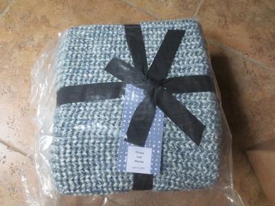 west elm/pottery barn marled ribbed knit acyrlicl throw nwt  50 x 60"  graphite - Image 1 of 4