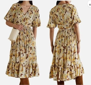 Vestido midi plisado floral satinado Buttercup Polo Ralph Lauren - 4 Nuevo con etiquetas $698 - Imagen 1 de 5