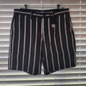 NWT $195 Rag & Bone Perry Linen Cotton Shorts Blue White Striped Sz 32 - Picture 1 of 5