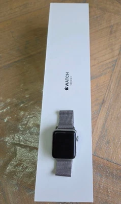 GPS Only Apple Watch Series 3 38MM - Silver Aluminum Stainless Milanese Loop - Image 1 of 4