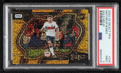 2022 Select FIFA Field Level Gold Mojo Prizm /10 Matheus Nunes PSA 9 Rookie RC - Image 1 of 2