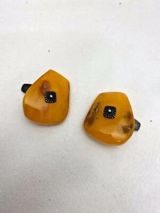 Vintage ~ Baltic Amber 1" x 1 1/4" Free Form Cufflinks - Picture 1 of 8