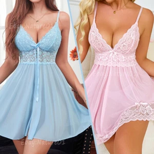 Women Sexy Lingerie See Through Lace Dress Sleepwear Babydoll Underwear G-string - Picture 1 of 79