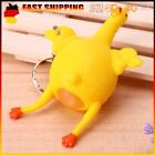 New PVC Chicken Prank Joke Toy Elastic Squeeze Chicken Key Ring Soft for Party P