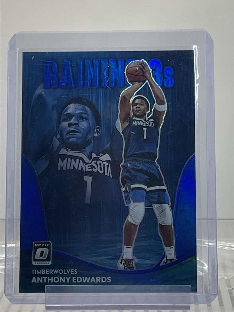 2022 DONRUSS OPTIC RAINING 3S BLUE PRIZM ANTHONY EDWARDS /49 Q0487