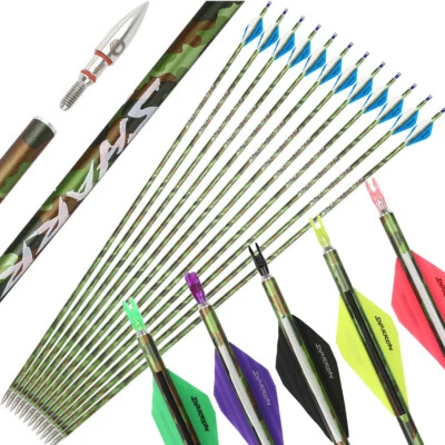 6/12X 30" Archery Carbon Arrows Guide Vane Recurve Compound Bow Hunting - Image 1 of 4