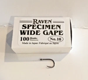 Raven Specimen Wide Gap Hooks size #10, 100 ct Box - Picture 1 of 1