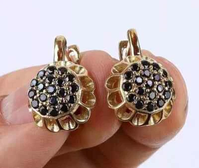 3Ct Round Cut Lab-Created Diamond Women Hoop Earring 14k Yellow Gold Plated - Image 1 of 4