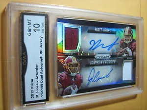 MAGLIA JAMISON CROWDER MATT JONES 2015 PRIZM DUAL AUTO PRIZM RC #/199 GRADO 10 - Foto 1 di 1
