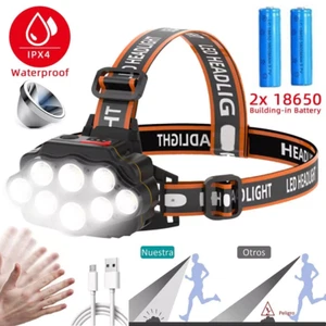 Headlamp Super Bright Waterproof Head Torch 8LED Work Headlight USB Rechargeable - Picture 1 of 34