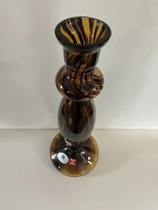 Maestri Vetrai Murano Italian Tortoise Shell Art Glass 13” Vase Mid Century Vtg - Picture 1 of 13