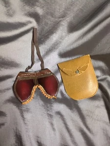  MILITARY LEATHER GOGGLES STEAMPUNK OPTICAL RED POLAROID JR4T - Picture 1 of 24