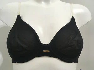 Sujetador LOU Negro 34B Con Aros Sin Acolchado Tazas Lisas Correas Transparentes - Imagen 1 de 7