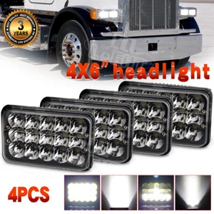 4x 4x6" pulgadas faros LED negros haz alto/bajo para Kenworth Peterbilt 357 379 378 - Imagen 1 de 13