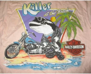 Vintage 1989 HARLEY DAVIDSON MOTOR CYCLES Killer Whale (MED) Shirt DAYTONA BEACH - Picture 1 of 7