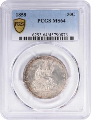 1858 Liberty Seated Silver Half Dollar MS64 PCGS - Image 1 of 4