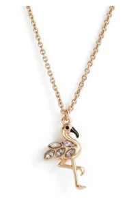 Kate Spade New York Bird's The Word Rose Gold Flamingo Pendant Necklace. - Picture 1 of 4