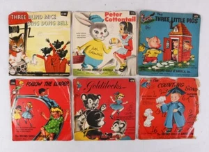 Vintage Schallplattengilde 7 Zoll rote Schallplatten, Menge 6 w Ärmel, 3 kleine Schweine, Zählen - Bild 1 von 5