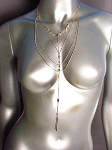 Collar CHIC Urbano Artesanal Multi Hilos Cadenas de Oro Capas Gota - Imagen 1 de 4