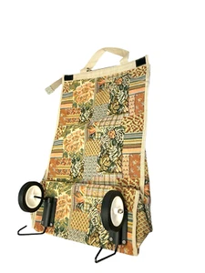 Vintage Travel Tapestry Wheels Rolling Luggage Bag Airplane Ship Train Foldable - Picture 1 of 11