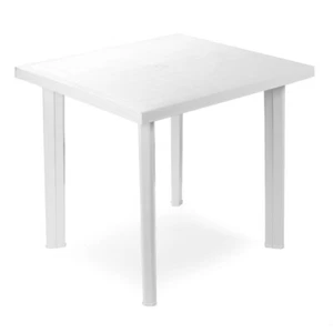 White Square Garden Plastic Bistro Table Patio Deck Outdoor Furniture BBQ Dining - Picture 1 of 3