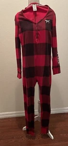 Victoria’s Secret PINK Thermal Jammies Red Black Plaid Sleepwear Size Large - Picture 1 of 7