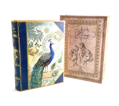 Dos cajas de libros falsas Punch Studio pavo real querubín Foto 1 de 4