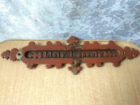 RARE OLD Antique Vintage sign for letters Iron Listy i Gazety Plaque furniture Cover