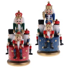 Wooden Nutcracker Handpainted Music Box Wind Up Toy Gift Decor Ornaments