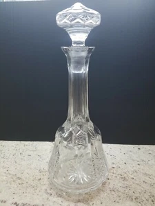 Hand Made Cut & Etched Crystal Liquor Decanter 14.5" Tall Signed (Initials) - Picture 1 of 7