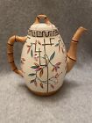 Brownhills Coffee Pot Majolica Circa 1880 With Bamboo Handle And Spout