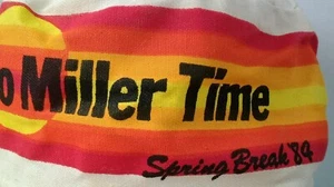 Miller Time Beer Painters Cap VTG 1984 Spring Break Surf Rare HTF Ft Laud Stripe - Picture 1 of 12