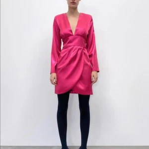 Zara laminated mini dress fuchsia medium 9665/757 - Picture 1 of 10
