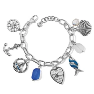 Brighton Anchor And Soul Charm Bracelet + Fabric Pouch Was $128 - Picture 1 of 17