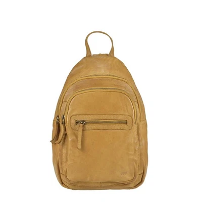 Bear Design Rucksack Leder Cityrucksack BackPack Damenrucksack ocker gelb - Bild 1 von 4