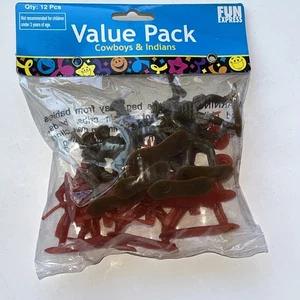 Plastic Cowboys & Indians Figures - Brown, Red, Sealed, Cupcake Toppers, Toys - Picture 1 of 6