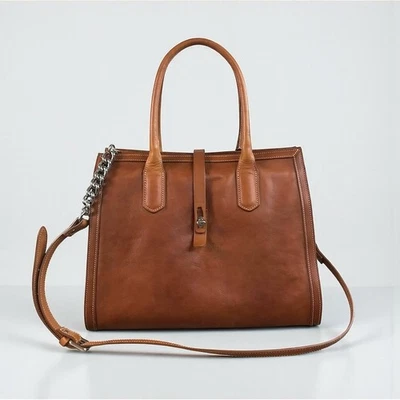 Bolso de hombro CAVALCANTI de cuero de diseñador italiano marrón de lujo atemporal Foto 1 de 4