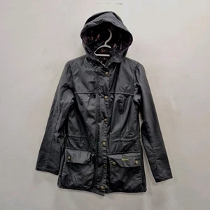 Barbour Durham impermeabile cera leggero country nero cappotto giacca UK 10 - Foto 1 di 9