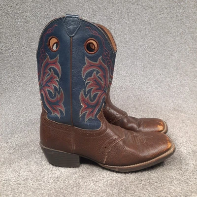 Botas de Vaquero Justin Kids Estampadas Western Talla 5.5 D Marrón Azul Cuero 2520JR Foto 1 de 4