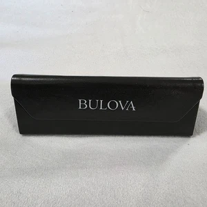 Bulova Sunglasses Hard Case Black Leather Triangular Tri Fold 7" Eyeglass - Picture 1 of 8